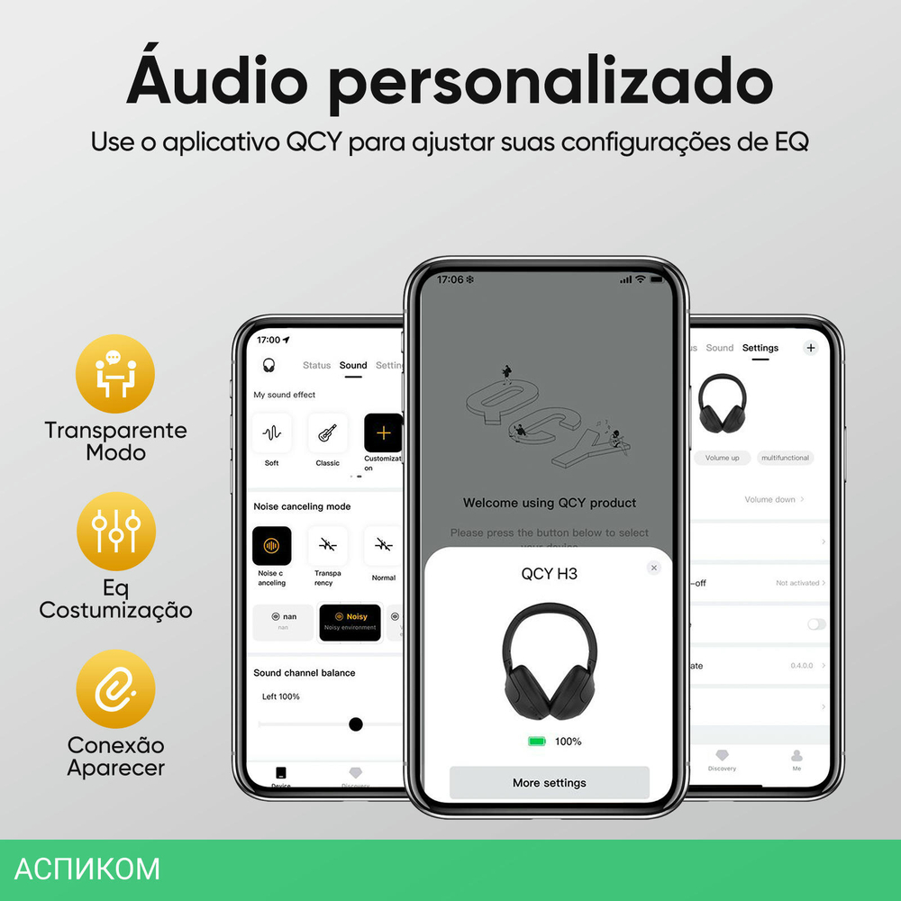 Наушники QCY H3 Grey Blue (BH23H3A)