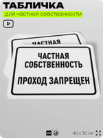 Табличка для частной территории "Частная собственность, проход запрещен", на дом, для участка, организаций, предупреждающая, 40х30 см, Silver Plane x Айдентика Технолоджи