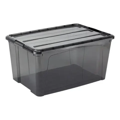 Ящик для хранения с замками КИП 45л черный прозрачный