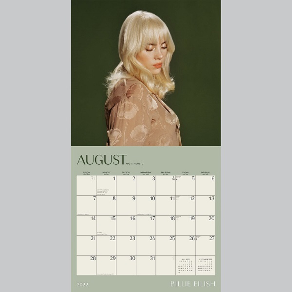 Billie Eilish Calendar 2022