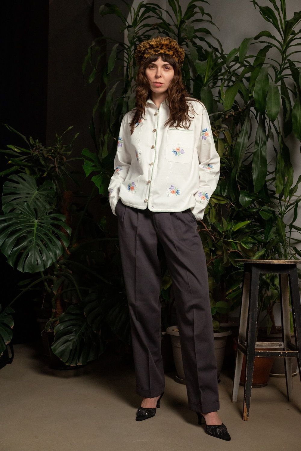 Рубашка Soeurs со Светло-Зеленым Краем / Light Green Hem Long Sleeve белая