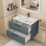 Тумба с раковиной для ванной Uperwood Foster New 70 см, подвесная, серый графит