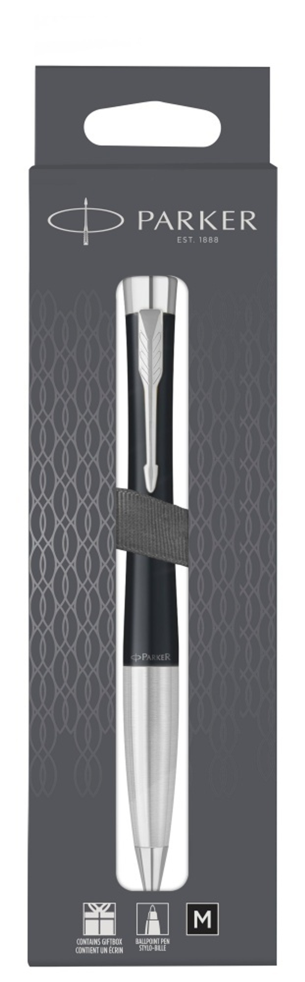 Шариковая ручка Parker Urban (матовый черный лак) Muted Black Chrome Trim, стержень: M, цвет чернил: blue/black, в подарочной упаковке.