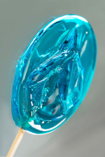 Леденец в форме вагины со вкусом блю кюрасао - 50 гр. (Цвет: голубой)