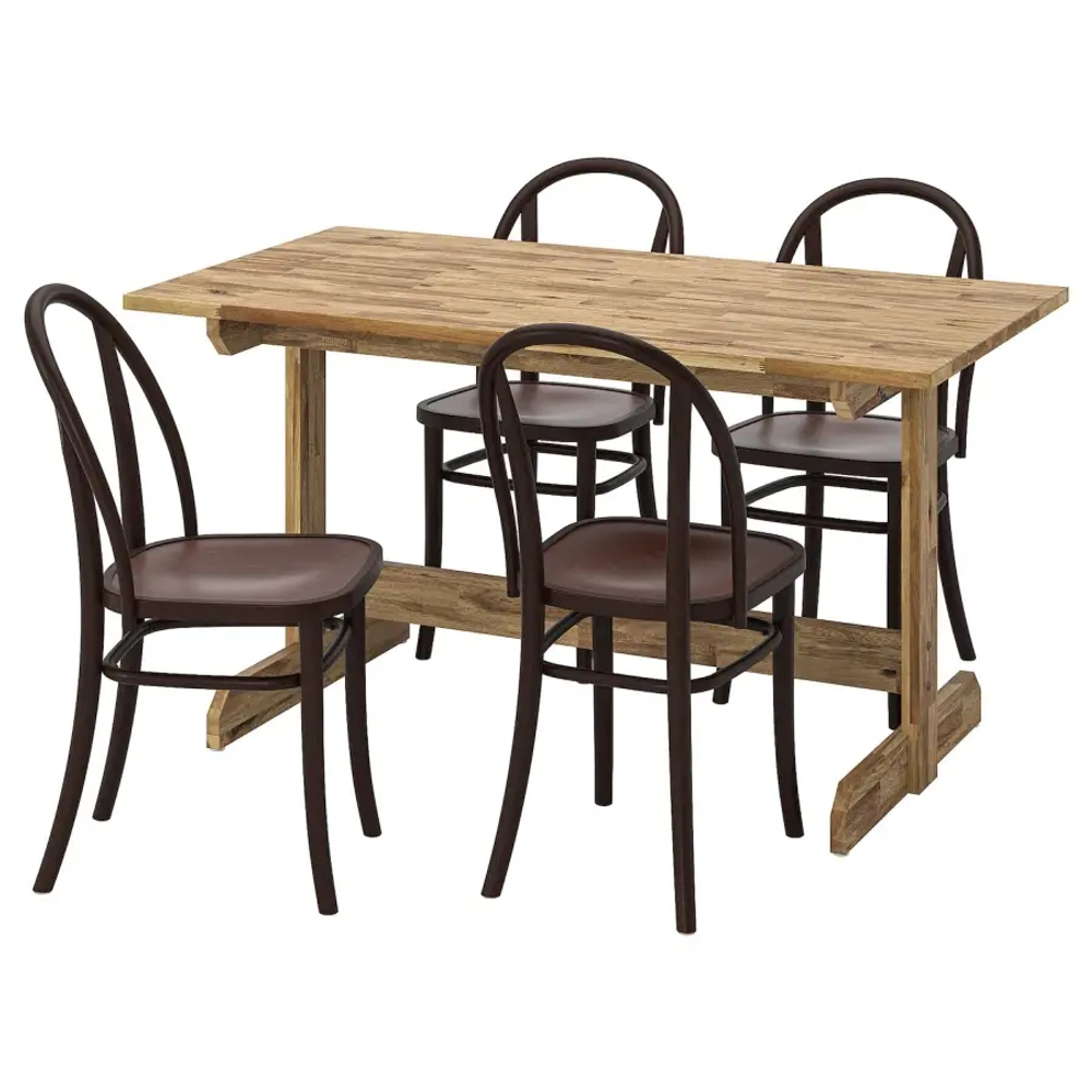 Стол и 4 стула - NACKANÄS / SKOGSBO IKEA/ НАККАНАС/СКОГСБО ИКЕА, 140х75х40 см, бежевый/коричневый