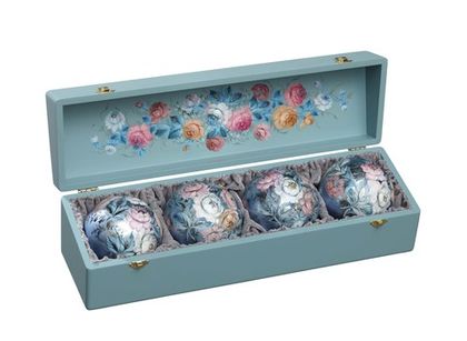 Zhostovo Christmas balls in wooden box - set of 4 balls SET04D-667785833