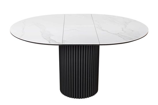 Стол DUBAI 110 (+32) белая керамика матовая / черная опора