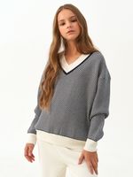 Джемпер для девочки 954 синий-молочный