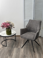 Стул М-City DISAUR Brevis поворотный на 180 градусов, Xd841-16 Серый, букле, Gino-457 Серый, ткань, Черный