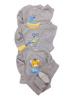 1014 Пижама детская футер 2-х нитка начес серый меланж (72-140)