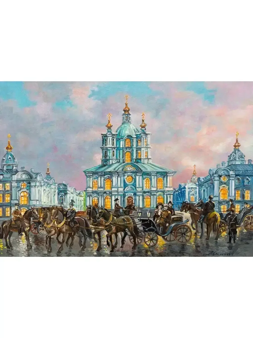 Картина маслом Смольный ретро Васильев В.В
