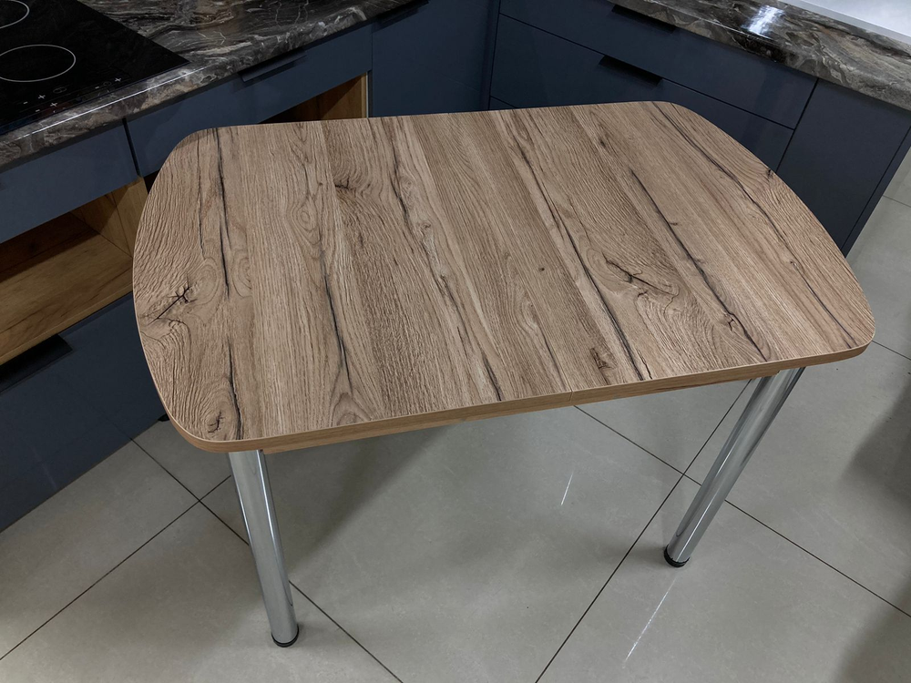 Стол разд Пластиковый подстолье прямое хром Царг.пояс дуб крафт золотой Ст-ца дуб кера (крафт зол-й)