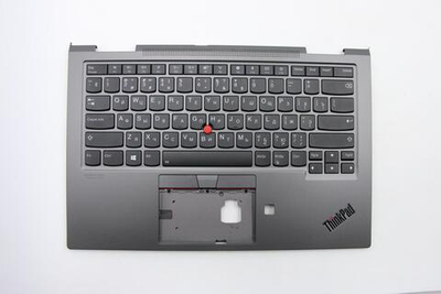 Верхняя панель с клавиатурой (топкейс) для ноутбука Lenovo ThinkPad X1 Yoga 4th Gen (For WWAN) FingerPrint, черная, с подсветкой, раскладка - русская (5M10V24971)
