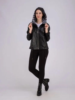 Куртка женская из натуральной кожи с капюшоном Турция