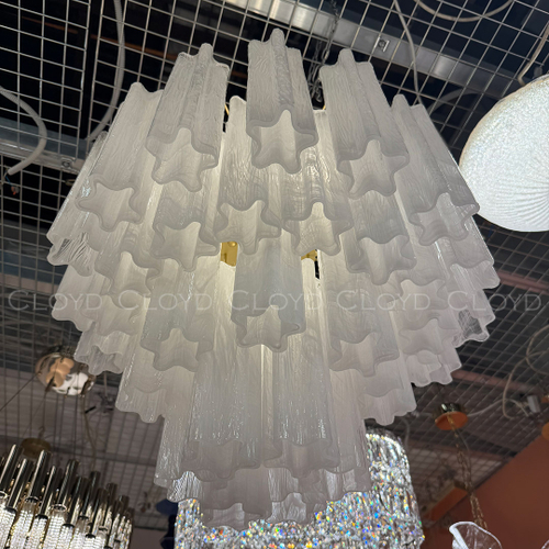 Люстра Cloyd ANNO-B C7 / Ø58 см - латунь светл. - стекло белые облака (арт.11648)