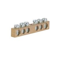 Шина нулевая 6 отверстий, без изолятора, крепеж по центру, 6х9 мм