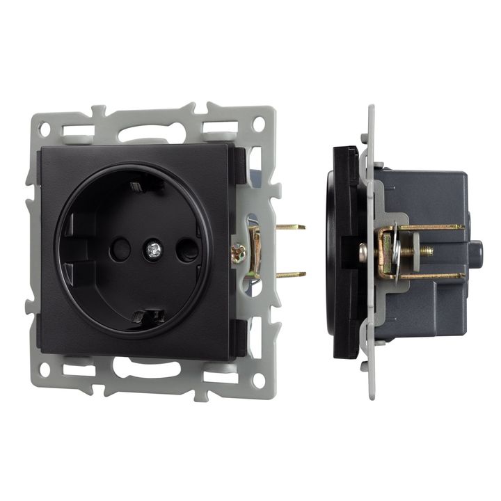 Механизм электрической розетки SCT-MEU1-PL-BK (250V, 16A) Arlight 043731