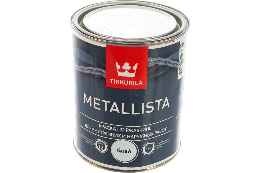 Краска Tikkurila Metallista (3 в 1) глянцевая база А (0,9л) под коллеровку