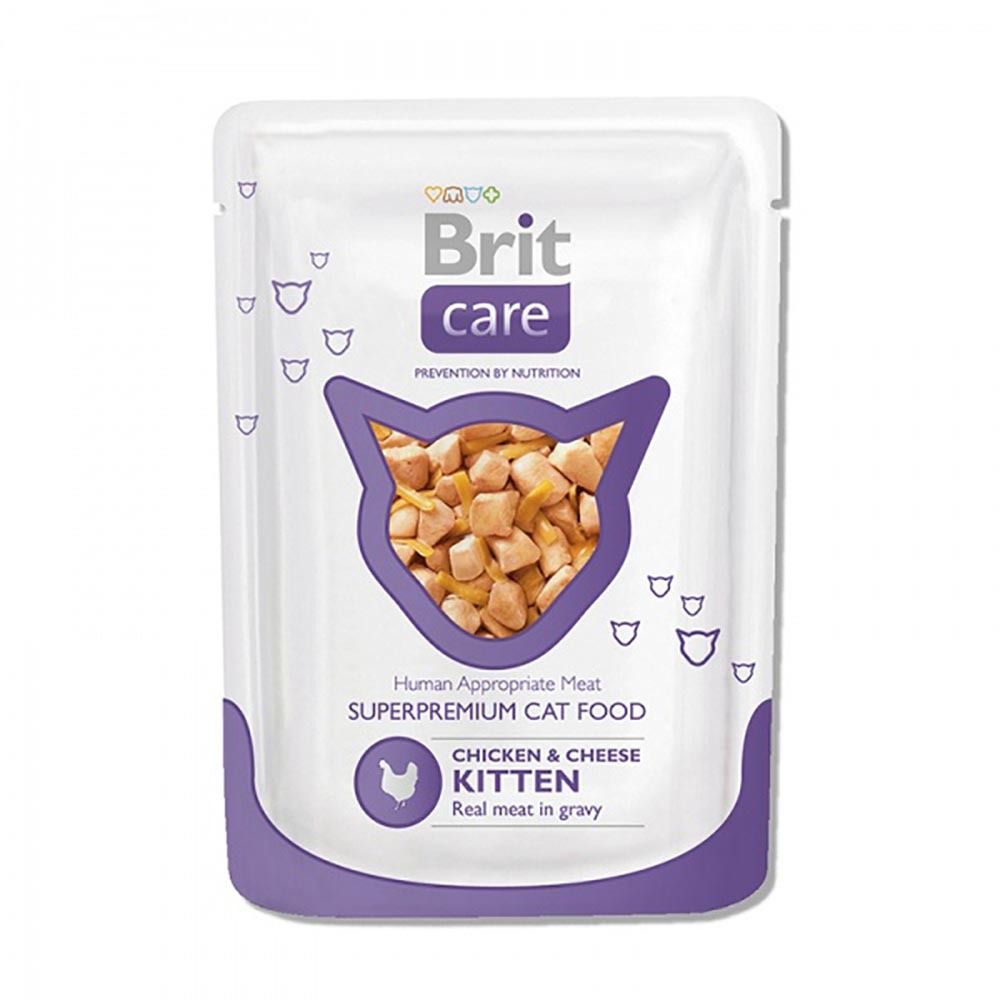 Brit Care Kitten 80 г (пауч) курица и сыр - консервы для котят в соусе (Chicken &amp; Cheese)