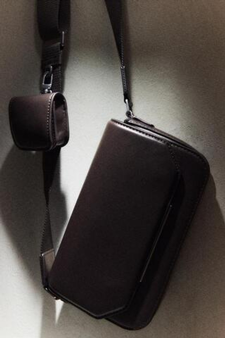 ZARA ОДНОТОННАЯ СУМКА С КЛАПАНОМ, КОРИЧНЕВЫЙ