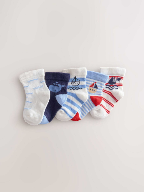 Носки для малышей Next E45-816, 5 шт., Белый, Голубой, Синий