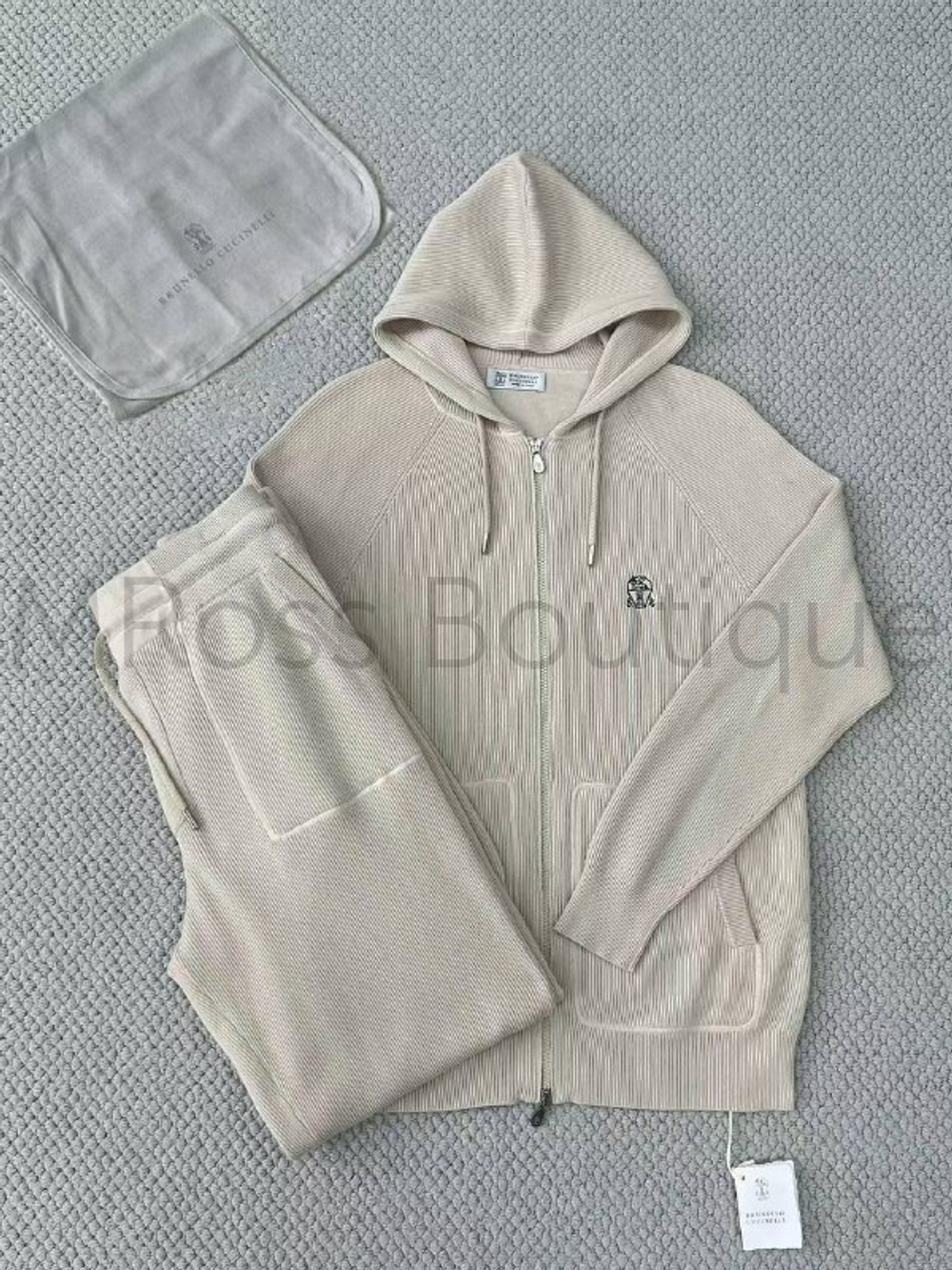 Бежевый мужской спортивный костюм Brunello Cucinelli