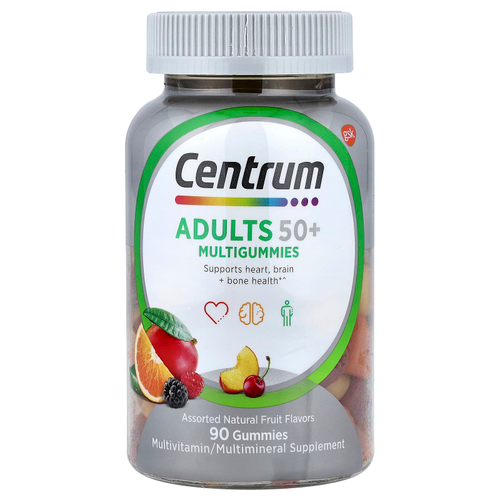 Centrum, Мультивитамины для взрослых старше 50, натуральное фруктовое ассорти, 90 жевательных мармеладок
