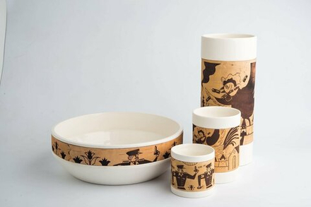 Кружка большая фарфоровая без ручки с берестой Коллекция Skaz (Сказ)