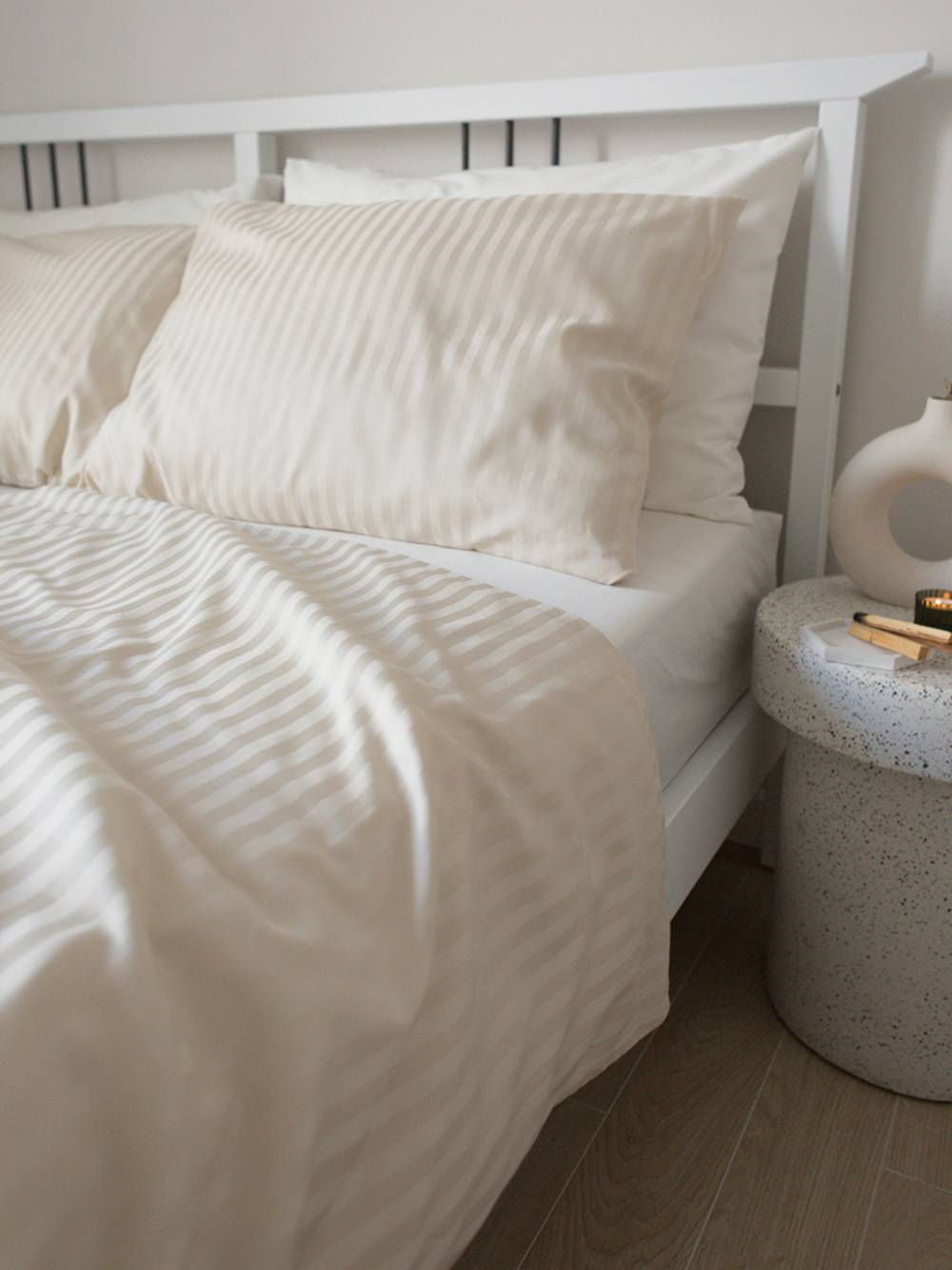 UTOPIA Пододеяльник, сатин бежевый страйп