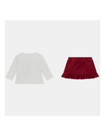 Футболка с длинным рукавом + юбка GUESS Экрю/Красный/Аппликация: красное сердце/Золотые пайетки Девочка