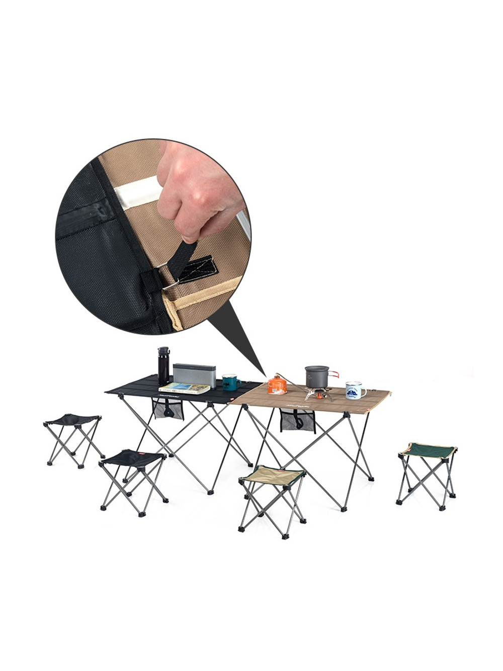 Стол туристический Naturehike алюминиевый, 75х50х52 см, складной, бежевый