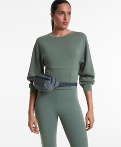 Oysho Толстовка укороченная с мягким на ощупь модалом, зеленый