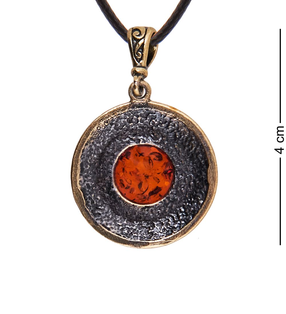 AM-3907 Подвеска «Орнамент» (латунь, янтарь)