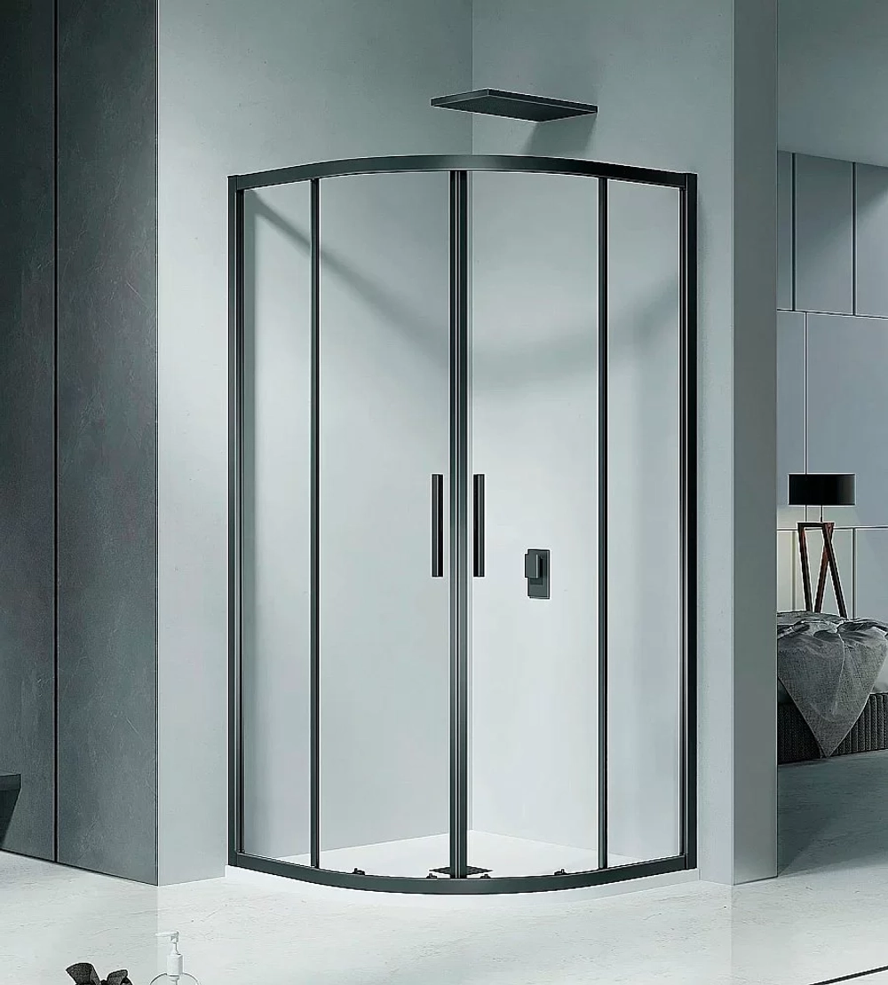 Душевой уголок Good Door COFE R-100-C-B стекло прозрачное/профиль черный