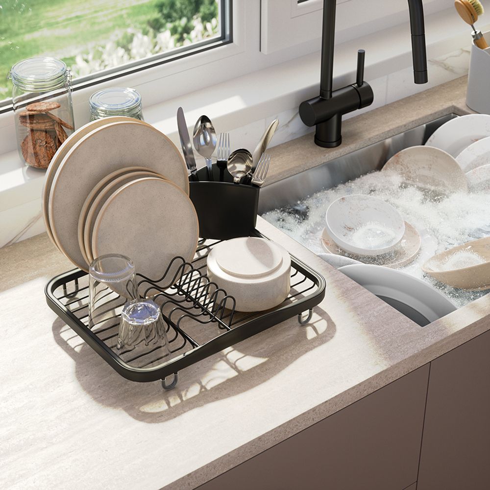 Сушилка для посуды Sinkin, 28х14х35,5 см, черная