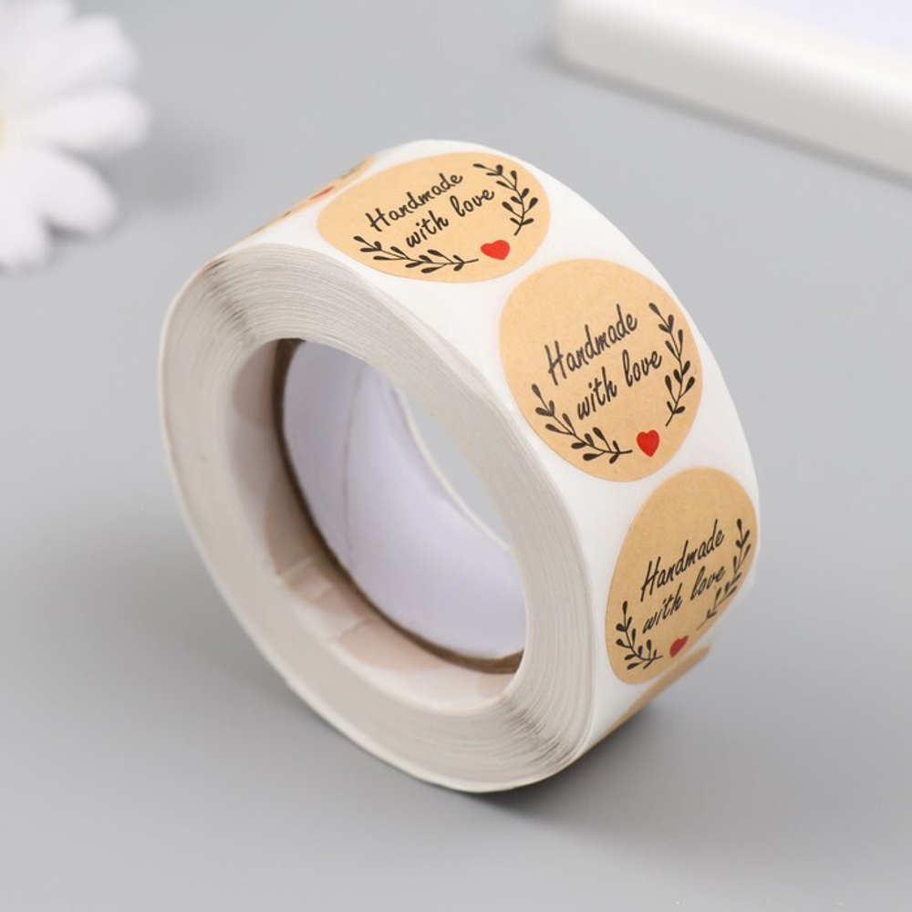 Наклейка Веточки. Сделано с любовью d=2,5 см 500 шт