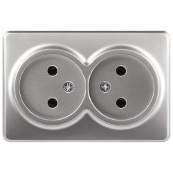 Розетка ЭРА Эксперт 11-2202-03 2х2P IP20 16A-250В ОУ алюминий | Эра Эксперт