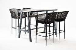 "Рио" барный комплект на 4 персоны, стол HPL "серый гранит", цвет темно-серый