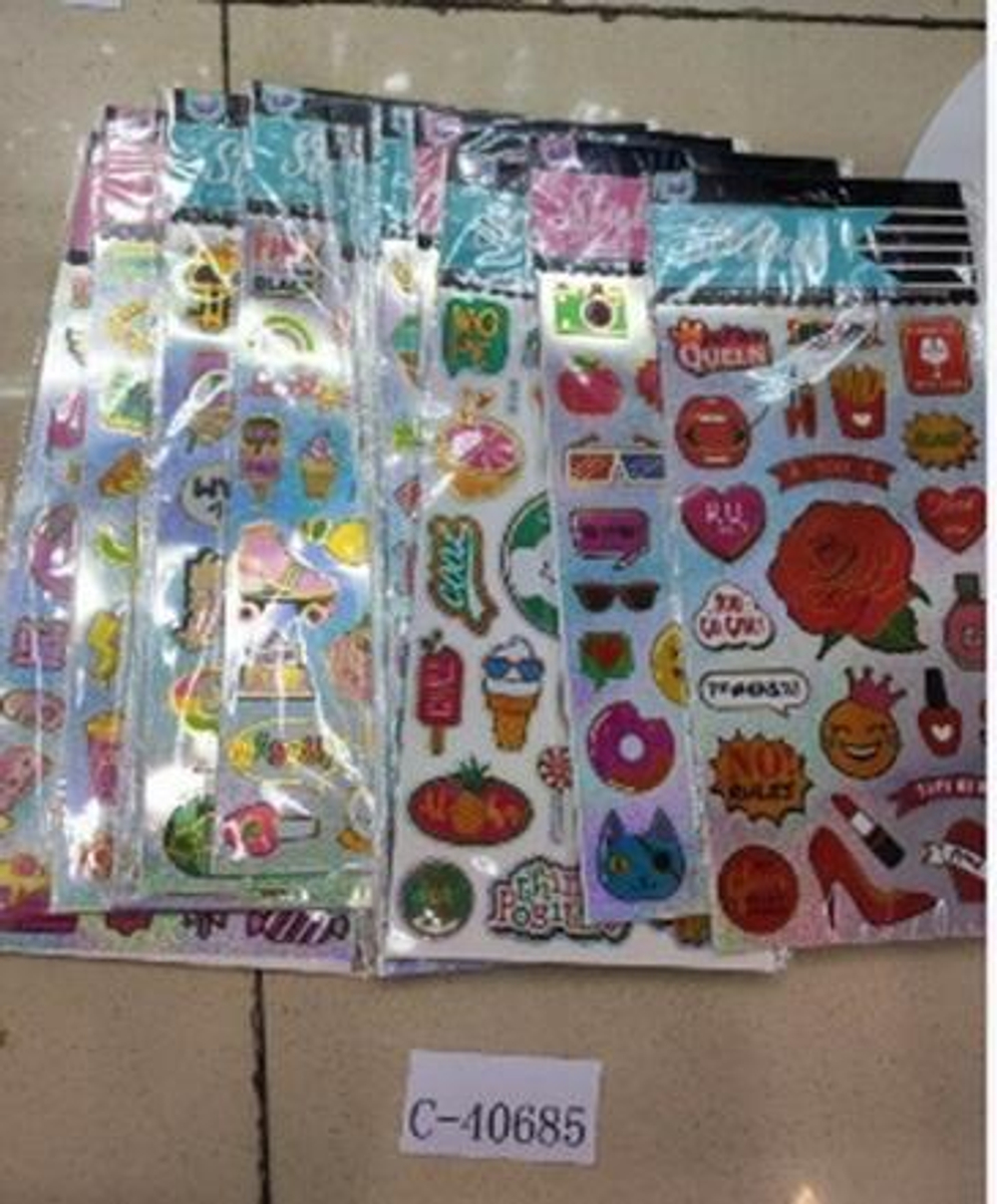 Наклейки детские с голографическим эффектом, 30*15см, ассорти, С-40685