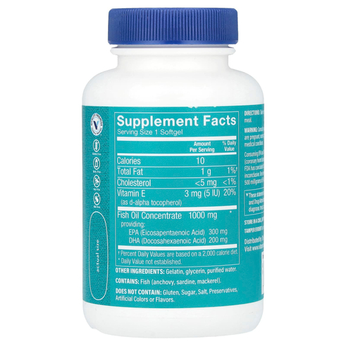 The Vitamin Shoppe, рыбий жир с омега-3, 1000 мг, 60 мягких таблеток