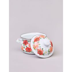 КАСТРЮЛЯ AGNESS ЭМАЛИРОВАННАЯ С ЭМАЛ.КРЫШКОЙ СЕРИЯ "МАКИ", 1.5 Л, 16*10 СМ