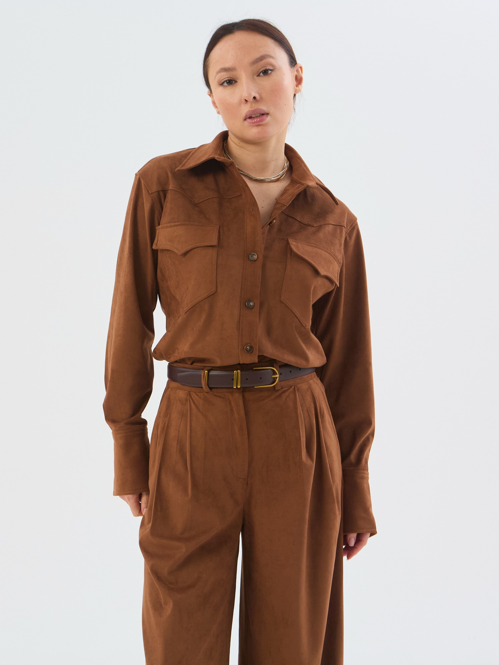 Рубашка из замши