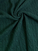 Трикотаж шерсть, зеленый темный, жаккард косичка FC#70