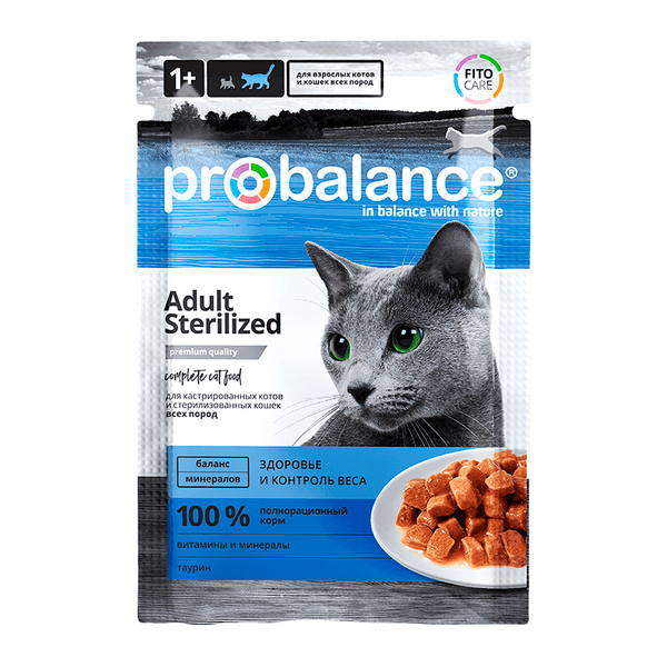 Влажный корм ProBalance Sterilized для кастр.кошек 85г (Пробаланс стерил)