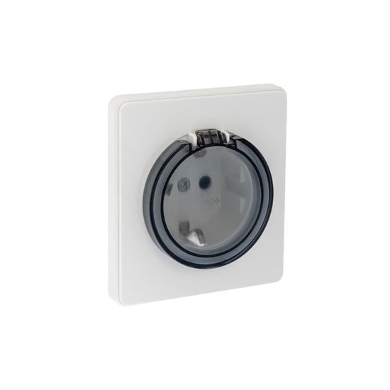 Розетка ROUND 1-ая с/з с/у, со шторками и крышкой 16А перламутр KRANZ