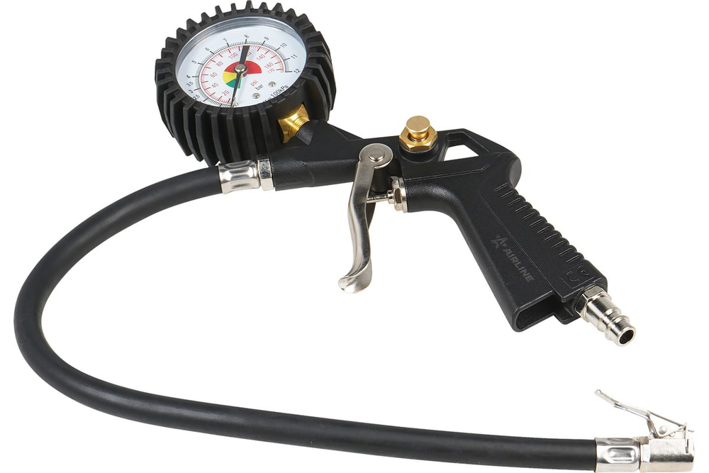 Пневматический пистолет для накачки шин с манометром 8 атм AIRLINE ATBU032