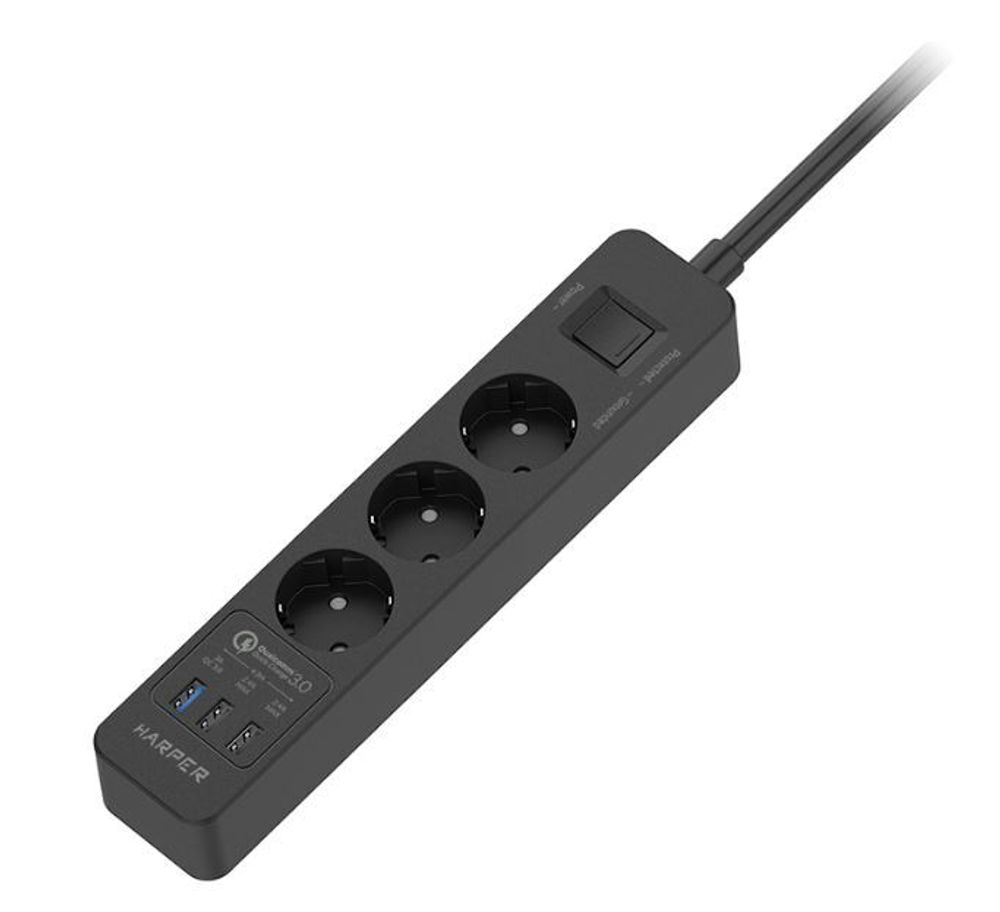 Удлинитель с USB зарядкой HARPER UCH-420 Black QC3.0