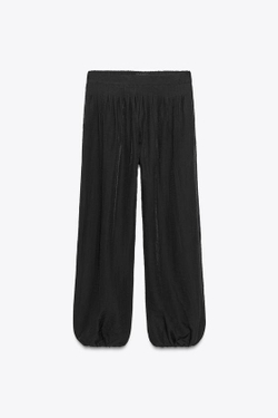 ZARA БРЮКИ-БАГГИ ИЗ СТРУЯЩЕЙСЯ ТКАНИ, ЧЕРНЫЙ