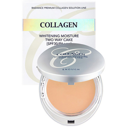 Enough W Collagen Whitening Twoway Cake осветляющая пудра на основе коллагена (13 гр+запаска 13 гр) 13 тон светлый бежевый