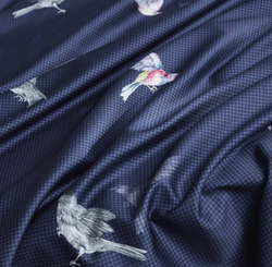 Постельное белье ЕВРО (двуспалка) Египедский Хлопок Птички на синем